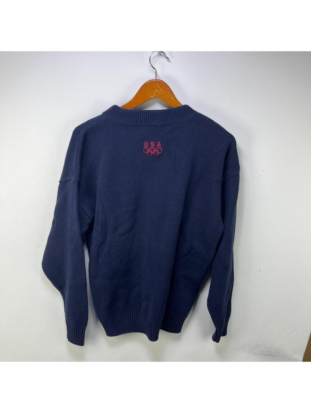 Vintage 90s USA Olympics Flag Knit Polo Sweater XL - Picture 5 of 9